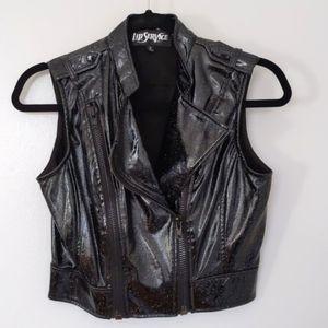 Lip service vinyl biker vest glitter